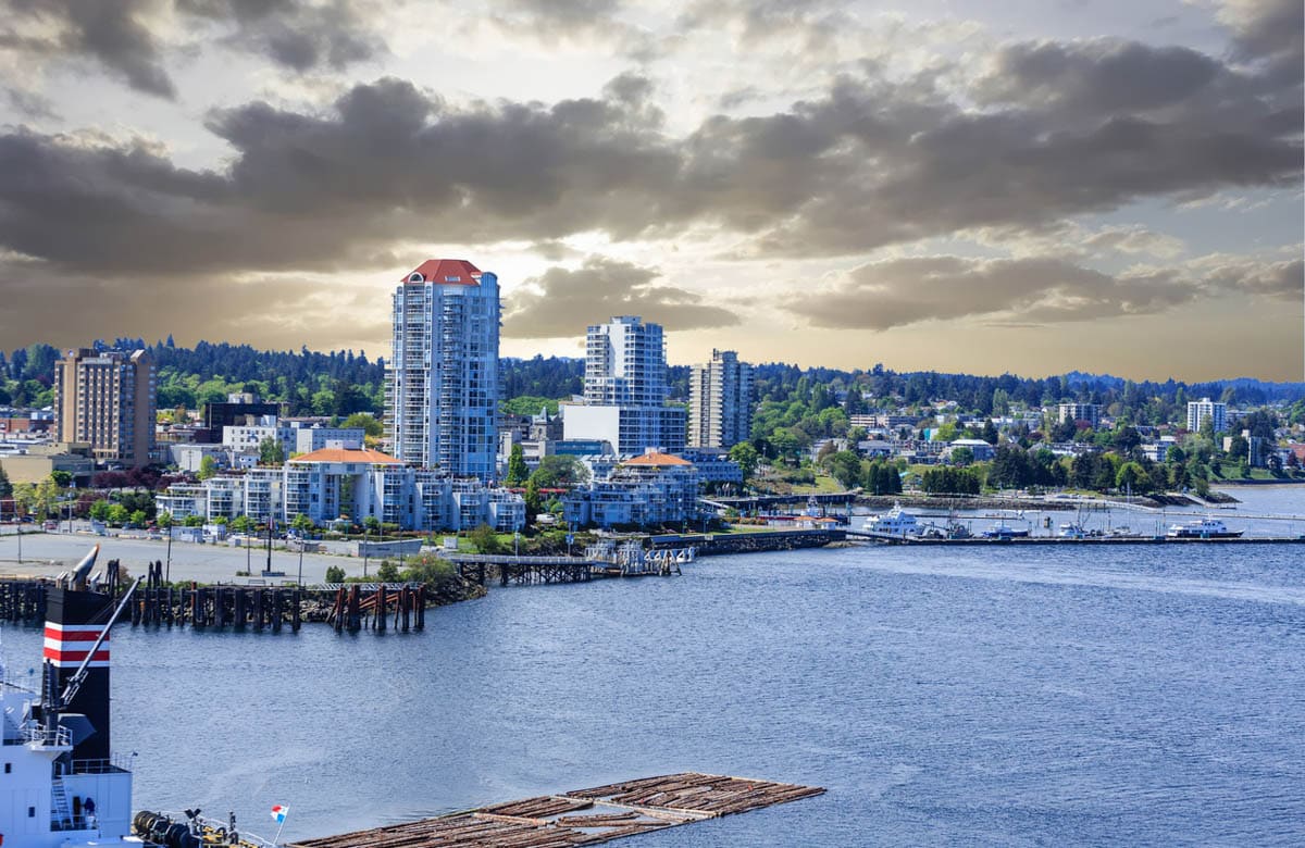 City skyline by the waterfront.